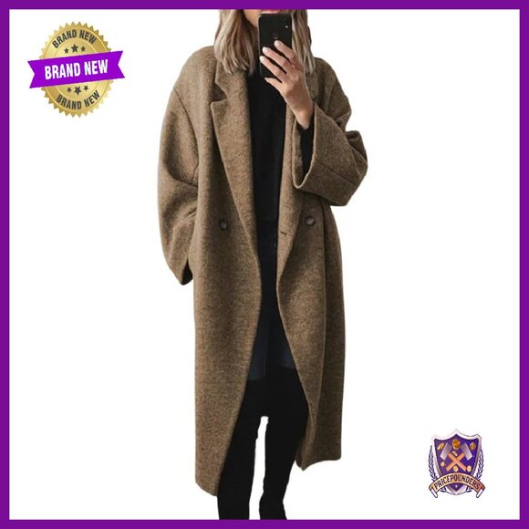 Women's Winter Wool Blend Trench Coat Double Breasted Notch Lapel